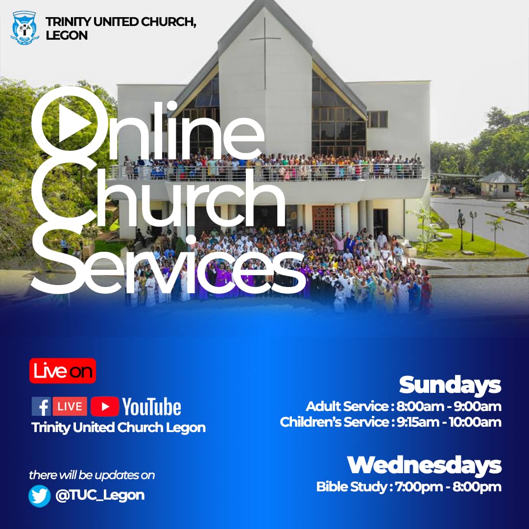 TUC_Legon's tweet photo. https://t.co/oeWmkSMuqI
Follow this link
like the post
share on your Timeline.
Also, like the page and activate notifications so that as soon as we are live you are sent a notification.
#TrinityUnitedChurchLegon
#TrinityOnline
#Trinity https://t.co/0NKxSuzOeW