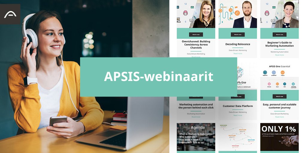 Etätöissä uusia ideoita ja inspiraatiota omaan työhön voi hankkia #webinaari'en muodossa. APSIS tarjoaa kattavan valikoiman digitaalisen markkinoinnin tietoiskuja, joita voit katsoa missä ja milloin vain. Tutustu valikoimaan sekä tuleviin webinaareihin: bit.ly/2zsDQPa