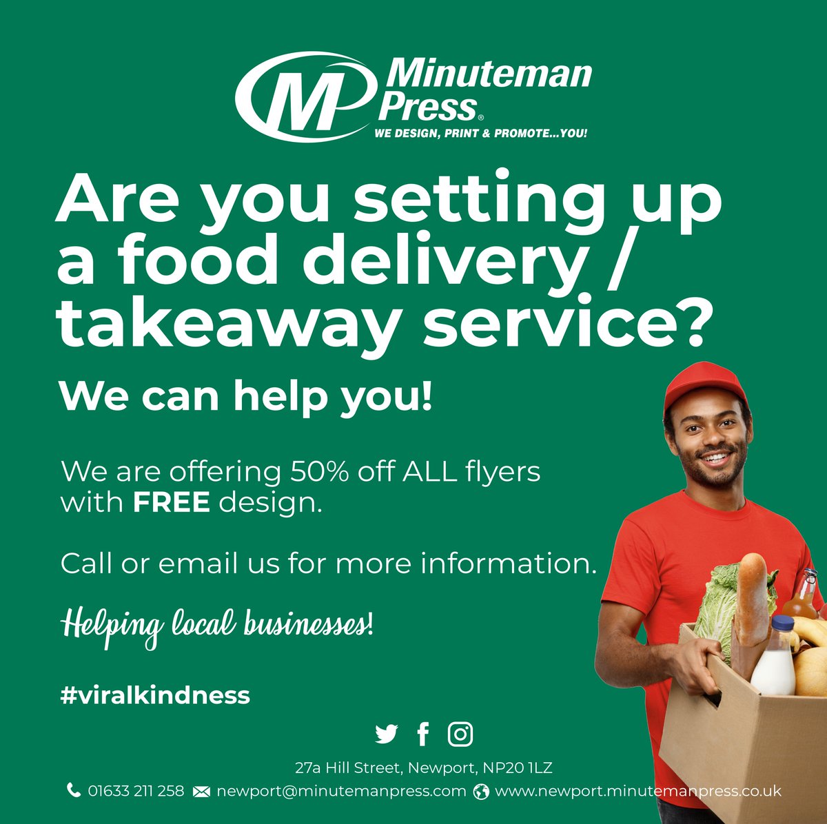 Are you setting up a food delivery/takeaway service?

We can help you!

We are offering 50% off ALL flyers with FREE design.

Please call or email us for more information

#supportlocal #SupportSmallBusinesses #newport #printing #viralkindness