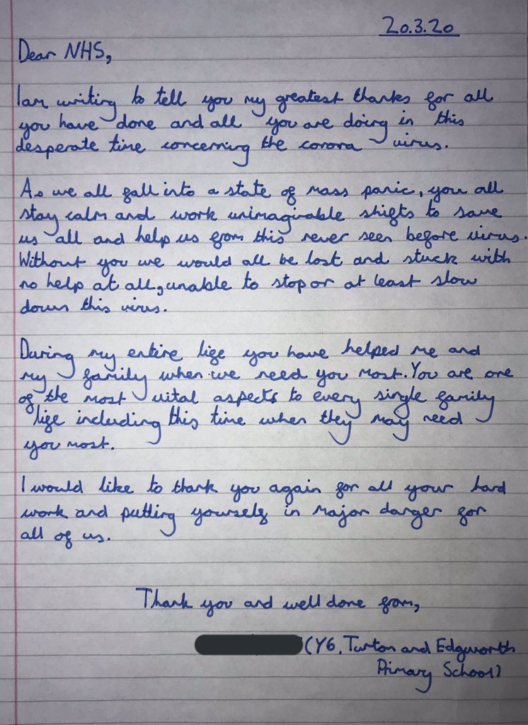 Edgworthschool's tweet photo. Year 6 would like to share a very important message to the workers of the @NHSuk on behalf of our school 🏥🧑🏽‍⚕️👨🏼‍⚕️ https://t.co/oCVHYNOzLM