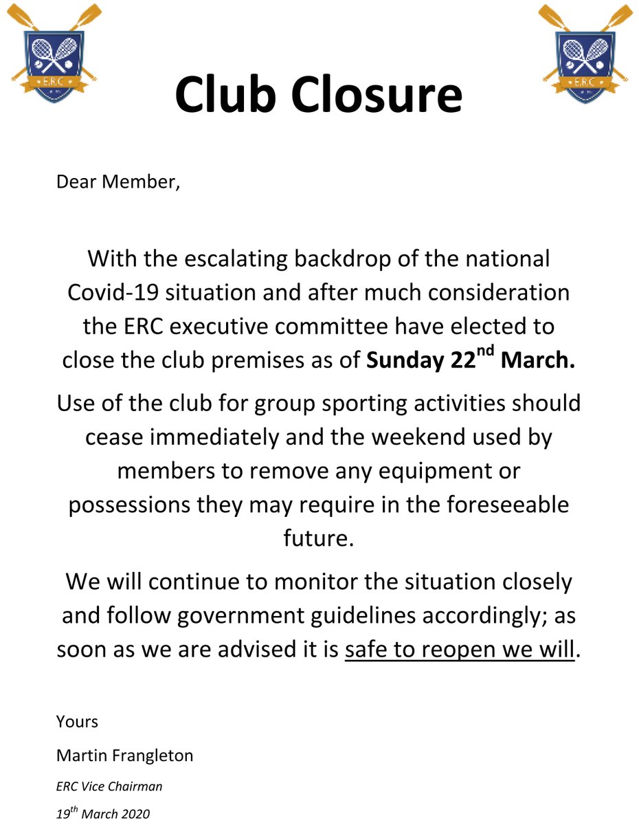 Evesham Club Closure