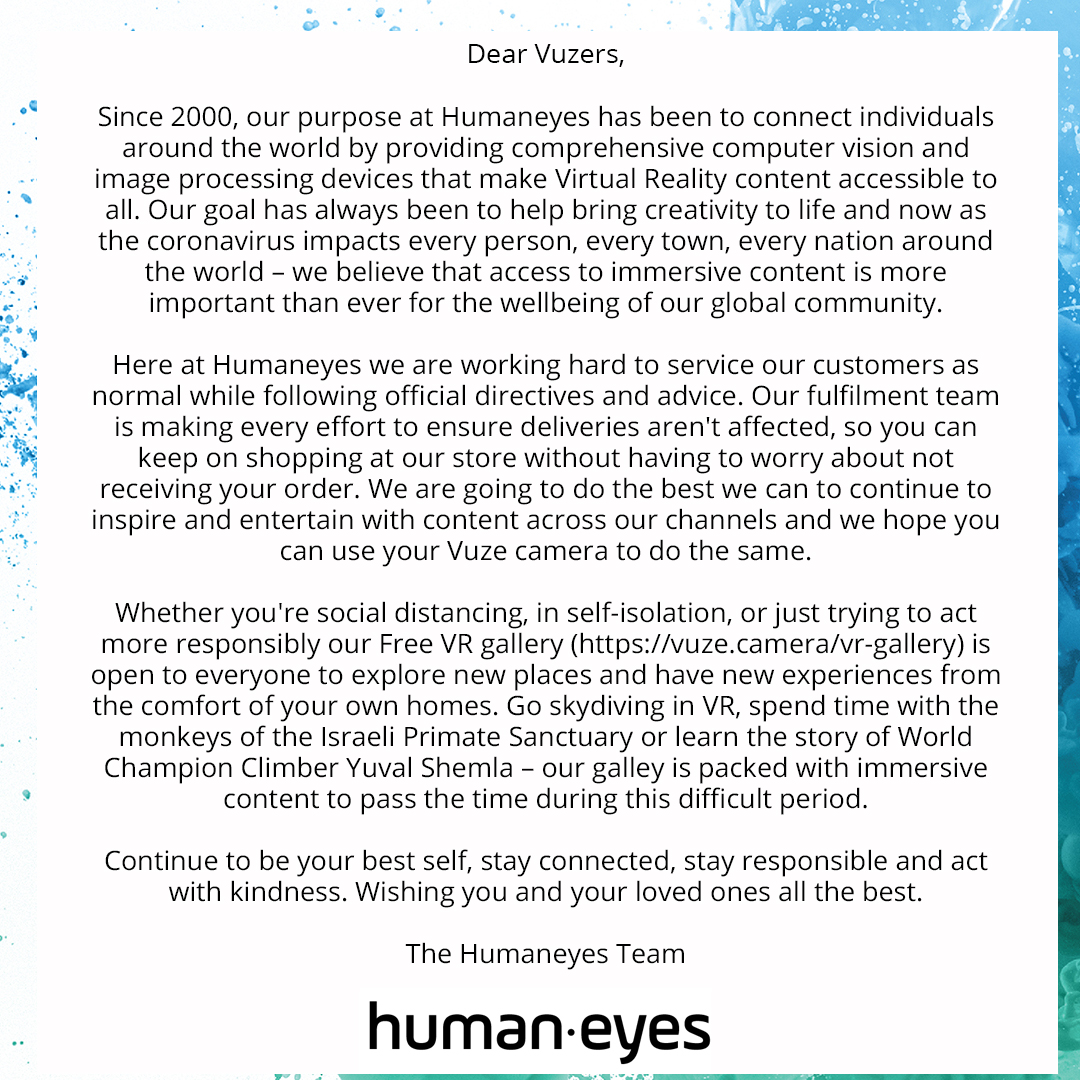 Update From the team at HumanEyes ❤️

#CoronaVirusUpdate
#VuzeXR