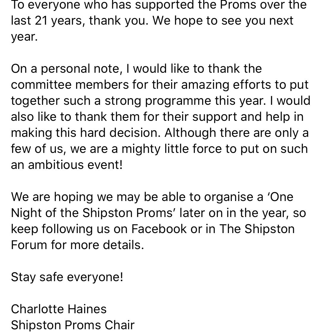 Proms Announcement 😢