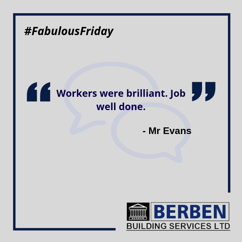 berben193's tweet photo. We are continually improving our services, so we value all the feedback we gain from our customers. Thank you for give us positive feedback!

“Workers were brilliant. Job well done.”

#FabulousFriday https://t.co/roeocwY2Mp