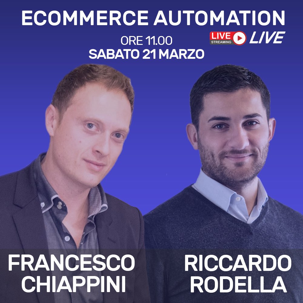 Marketing Automation per eCommerce. Parleremo delle cose che stiamo facendo, best practice da applicare e alcuni consigli utili sia lato eCommerce sia per questo periodo così delicato.

Questo il link per essere dei nostri bit.ly/3bbHpdh

#MarketingAutomation #eCommerce