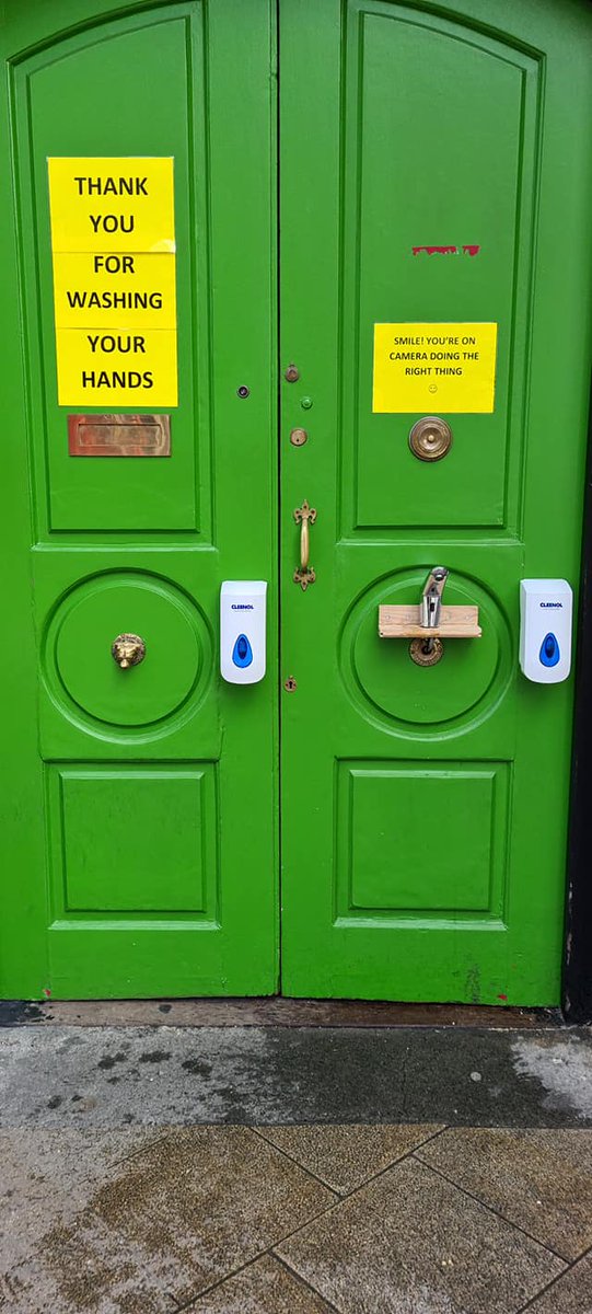 Great idea from <a href="/Shaneharte9/">Pantibar</a> &amp; <a href="/PantiBliss/">Dr Panti Bliss-Cabrera</a>  - They have installed a hand washing station on the front door of Pantibar on Capel Street for passers-by to wash their hands! #Coronavirusireland