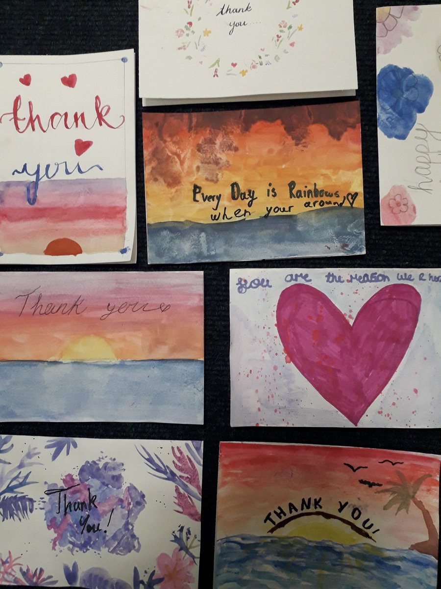 Year 9 students were given the opportunity  to make a card to show their appreciation to a key worker anonymously. We plan to distribute them at random! #happymail #givethanks #keyworker #raok #artinschool #thankfulness