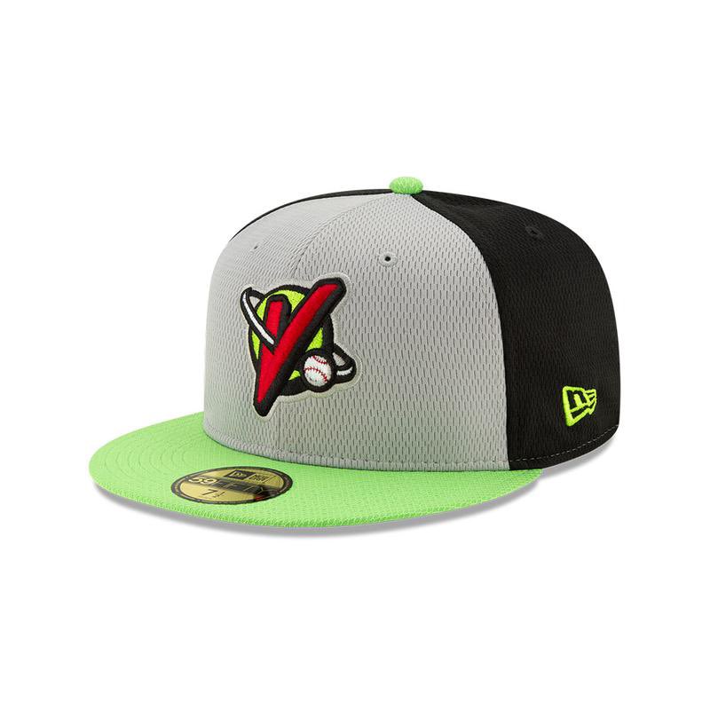On-Field by  @gfvoyagers (Rookie, CHW)These are the on-field caps for the Voyagers. A sharp look with a futuristic vibe. The black goes well with the scarlet and neon green. A new find for me! And a pleasant surprise. The rookie leagues have some gems.  #HatADay