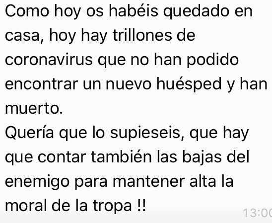 Nopanaden's tweet photo. Mi mujer está enviando este mensaje a todos los grupos de WhatsApp en los que está.
Ahora ya sabéis la razón por la que la admiro.
Ella, ahora, está trabajando en el hospital.
Ayudadnos para ayudaros.
Vamos 💪🏻 https://t.co/bxE8dU0JjH