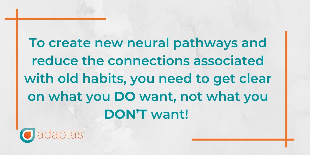 adaptastraining's tweet photo. To create new neural pathways and reduce the connections associated with old habits, you need to get clear on what you DO want, not what you DON’T want!
#AdaptasTraining #LearningisHabitChange #OurLearningBrain #MaximizingBrainPotential #habitchange #NeuralPathways https://t.co/vTEDCpwfyK