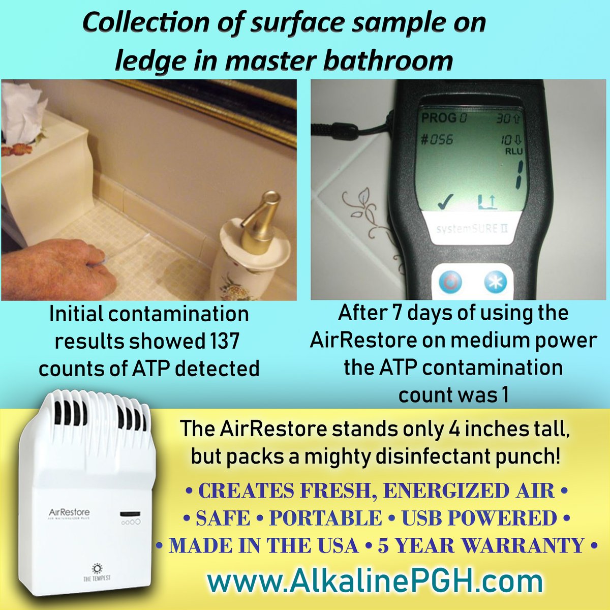 Dont let #germs take over your #home or #office! Simply having the #AirRestore in the same room can have an #amazing impact on #bacteria, #virus, &amp; more! Check out our #realworld #test results. More @ AlkalinePGH.com
#COVID19 #Safe #QuarantineAndChill #Thrive #Disinfect