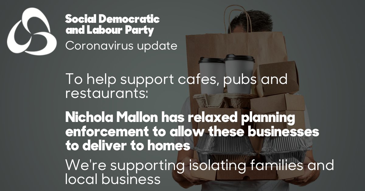 Not all hospitality businesses will qualify for the grant scheme.

So <a href="/NicholaMallon/">Nichola Mallon</a> has written to councils to relax planning enforcement against pubs, restaurants and cafes moving to home delivery services.