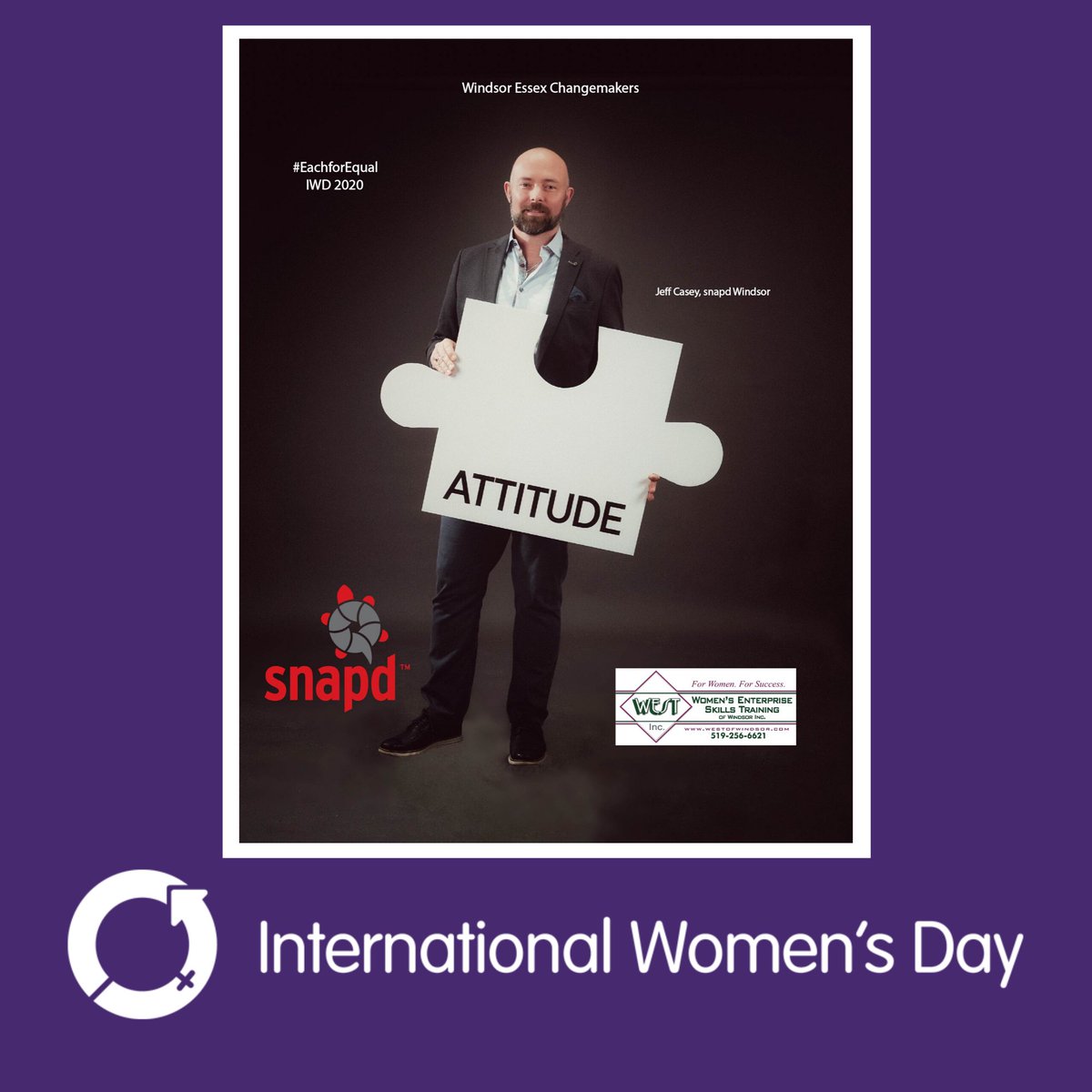 Jeff Casey of <a href="/snapdWindsor/">snapd Windsor</a>  is a Windsor Essex Changemaker. Thank you Jeff for your support of WEST's International Women's Day Gala 2020. 💜 #EachForEqual #IWD2020 #WESTIWD2020