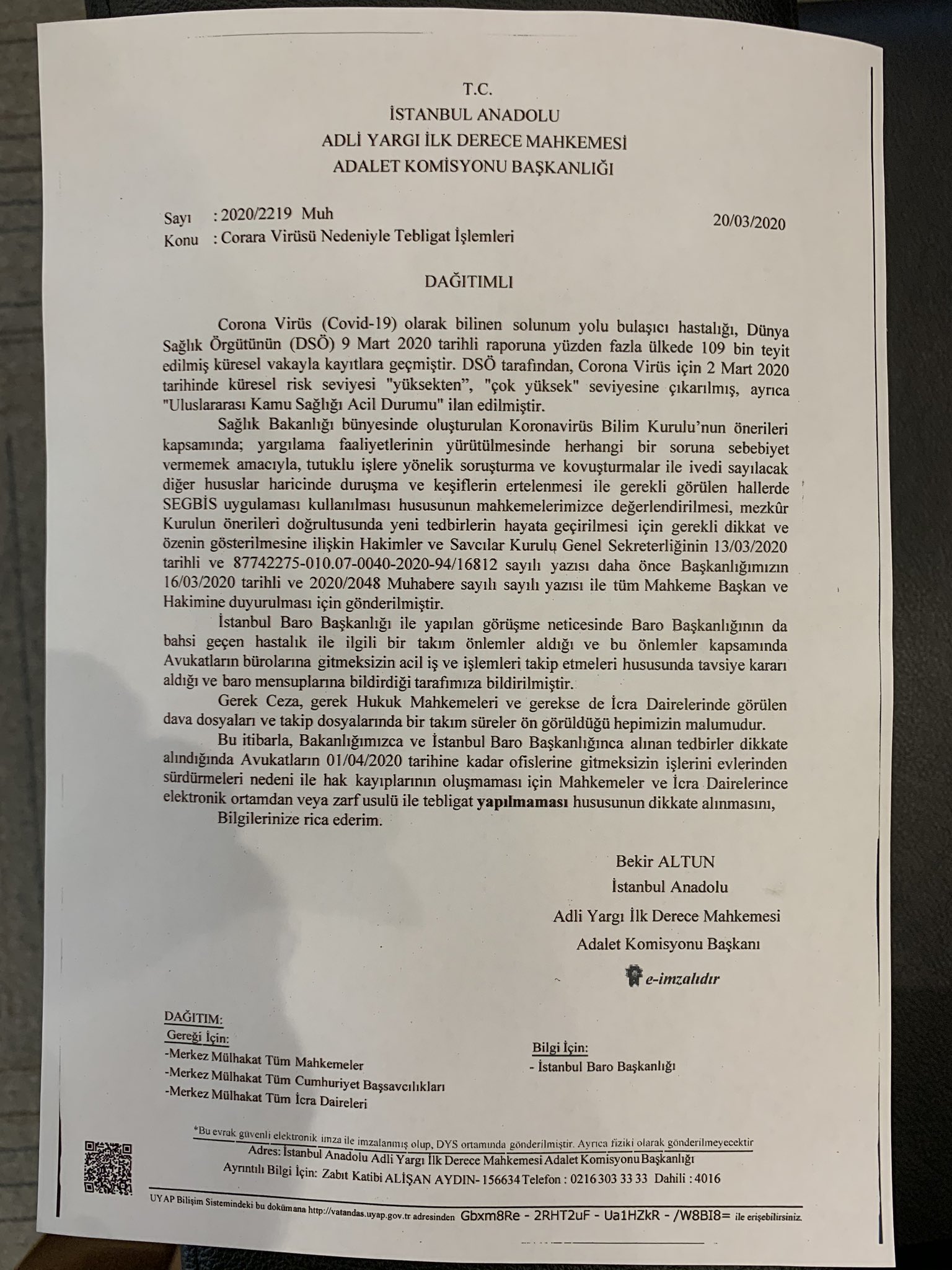 av mehmet durakoglu on twitter istanbul adliyelerinde tebligat islemleri durduruluyor anadolu adalet komisyonu baskanligi yazili karar alirken istanbul ve bakirkoy mahkemelere bildirim yapti https t co tm2v7setd2 twitter