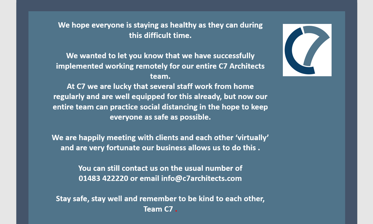 Stay safe everyone. Positive vibes to all our lovely followers.
#COVID19 #architects #surrey