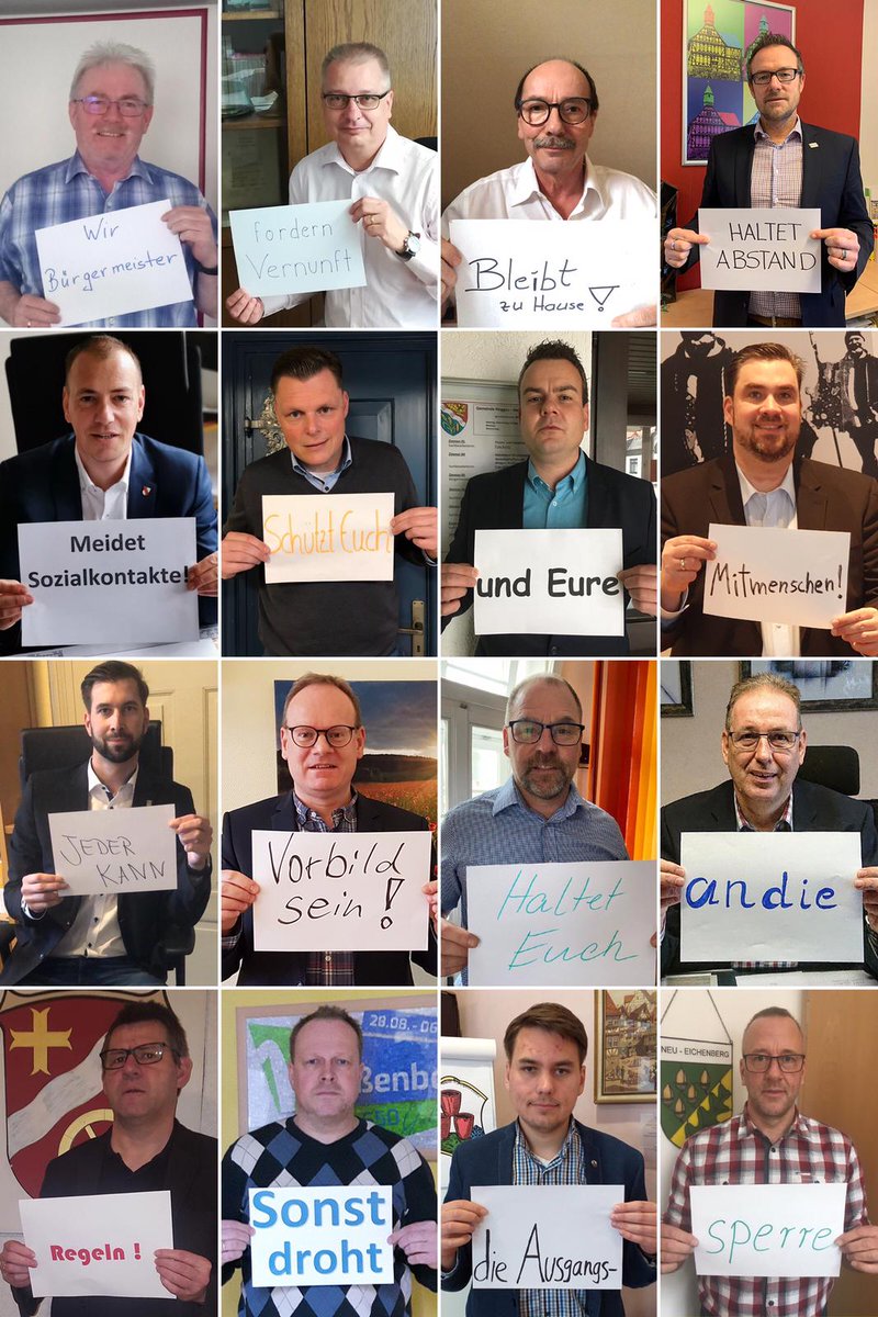 AlexanderHeppe's tweet photo. „In Zeiten wie diesen ist entschlossenes #Handeln unumgänglich - wir stehen zusammen“ 
Ihre/Eure #Bürgermeister der 16 Städte und Gemeinden im Werra-Meissner-Kreis! #FlattenTheCurve #eschwege https://t.co/3mK5owxg9j