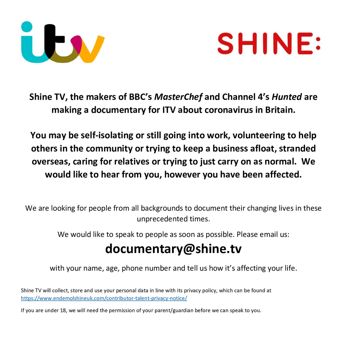 How is coronavirus affecting you?  Do you have loved ones stranded abroad, trying to get home? Or are you an expectant mother planning to give birth in the next month? Please email us: documentary@shine.tv