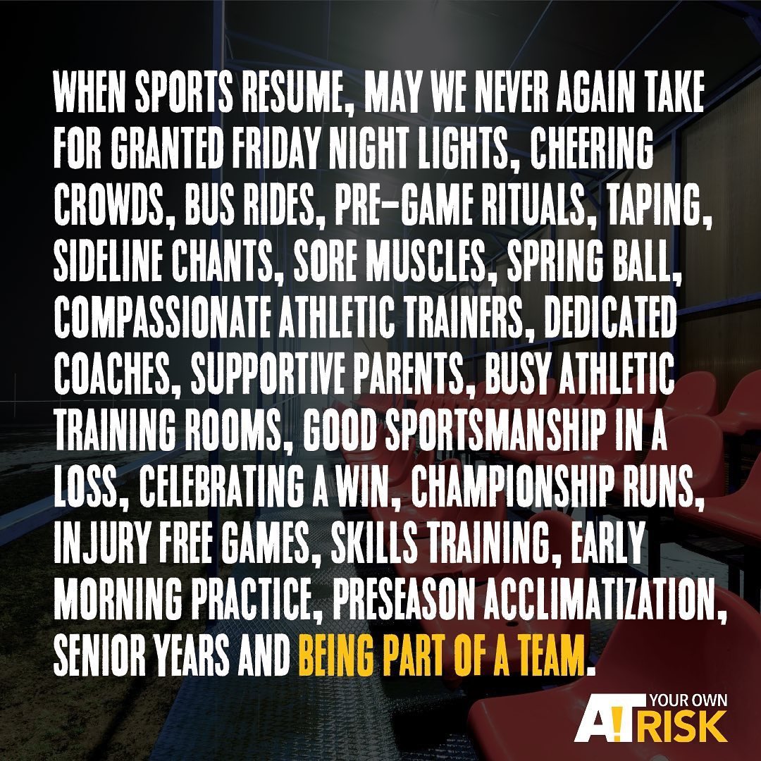 I’m definitely missing my athletes and all things that come with the spring sports season! #AT4ALL #NATM2020