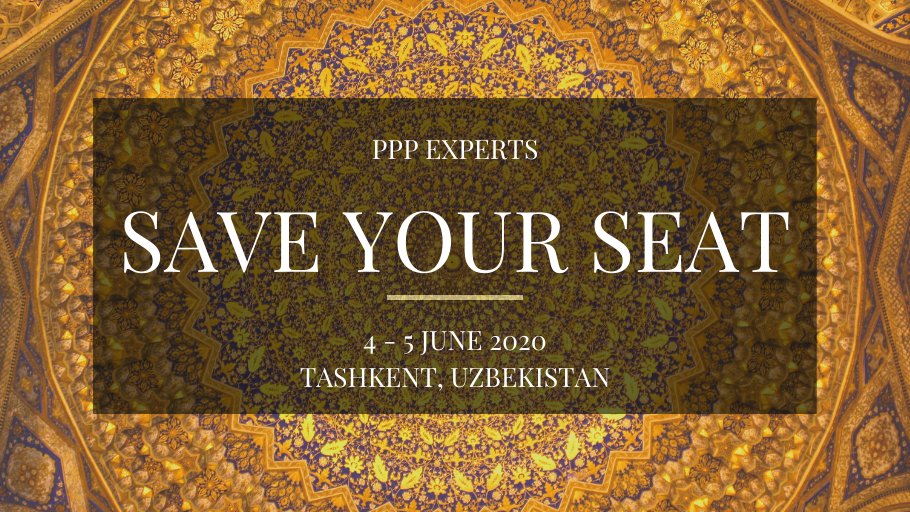 Save your seat at the upcoming conference “Driving FDI through PPPs Roundtable 2020” held in Tashkent, Uzbekistan. 

Register at uzbekppp.com