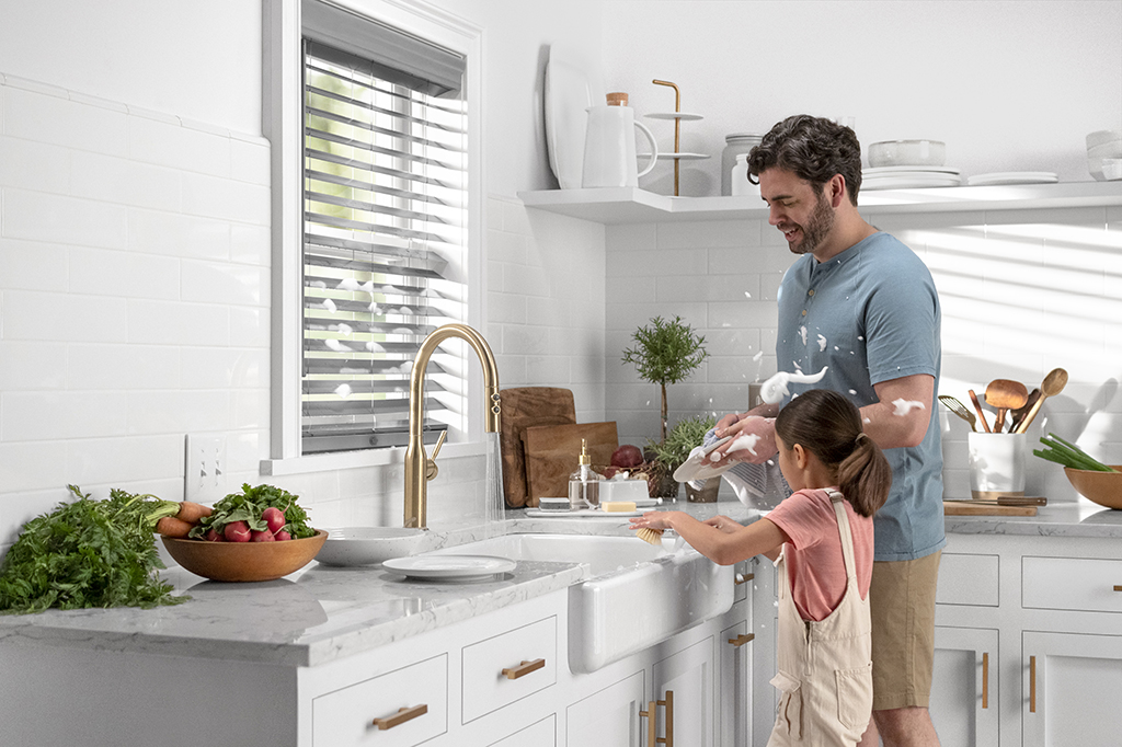 Durable solutions for your messiest rooms. Upgrade your kitchen with moisture-resistant faux wood blinds. bit.ly/2NlfbBu