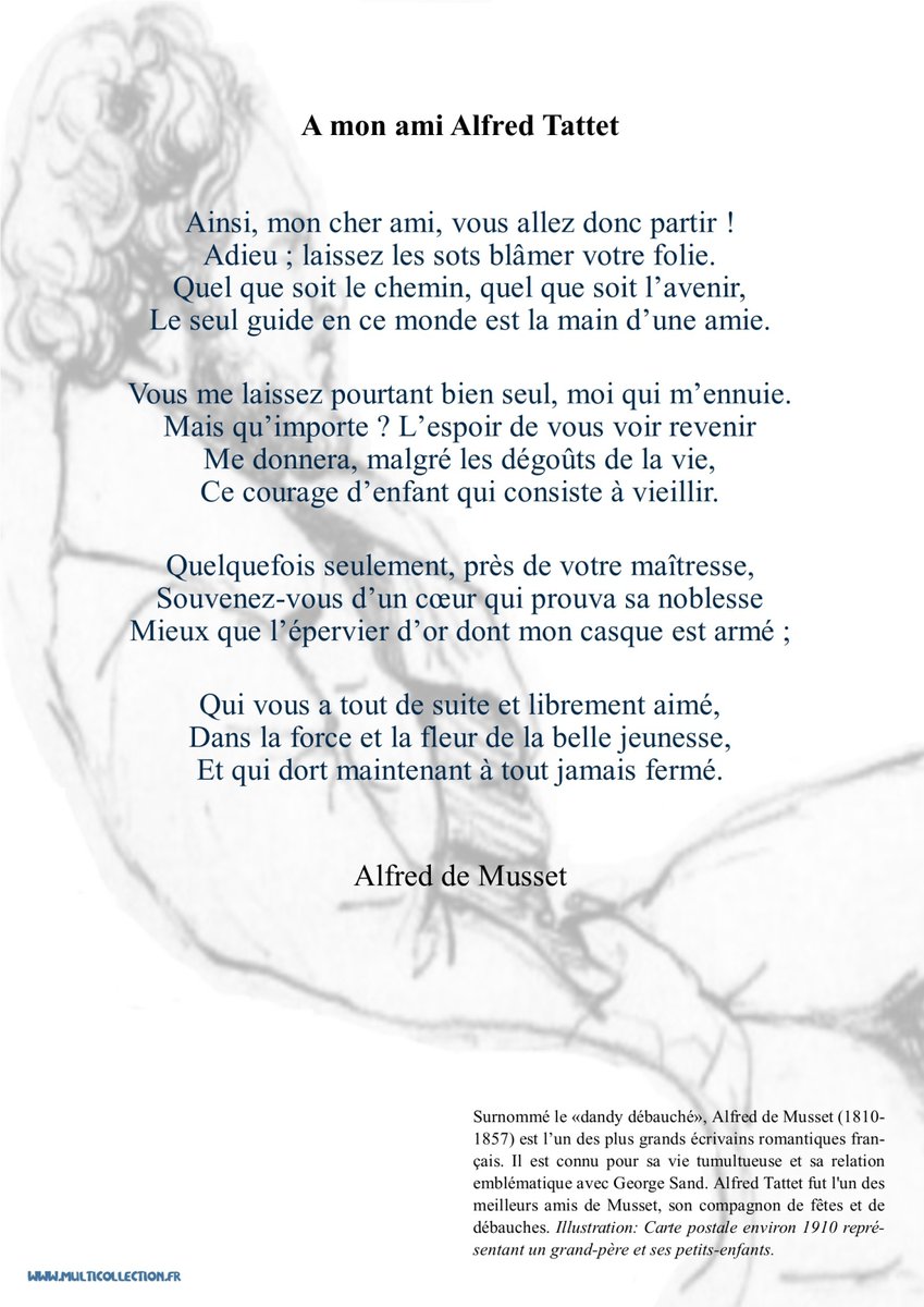 djclone92's tweet image. #Jour11 du #PrintempsdesPoètes : "A mon ami Alfred Tatet" de Alfred de Musset qui dira un jour "Sans la justesse de l'expression, pas de poésie."  #AlfredDeMusset #Poème #Poésie #Courage #Culture #philatélie #philately #timbres #stamps