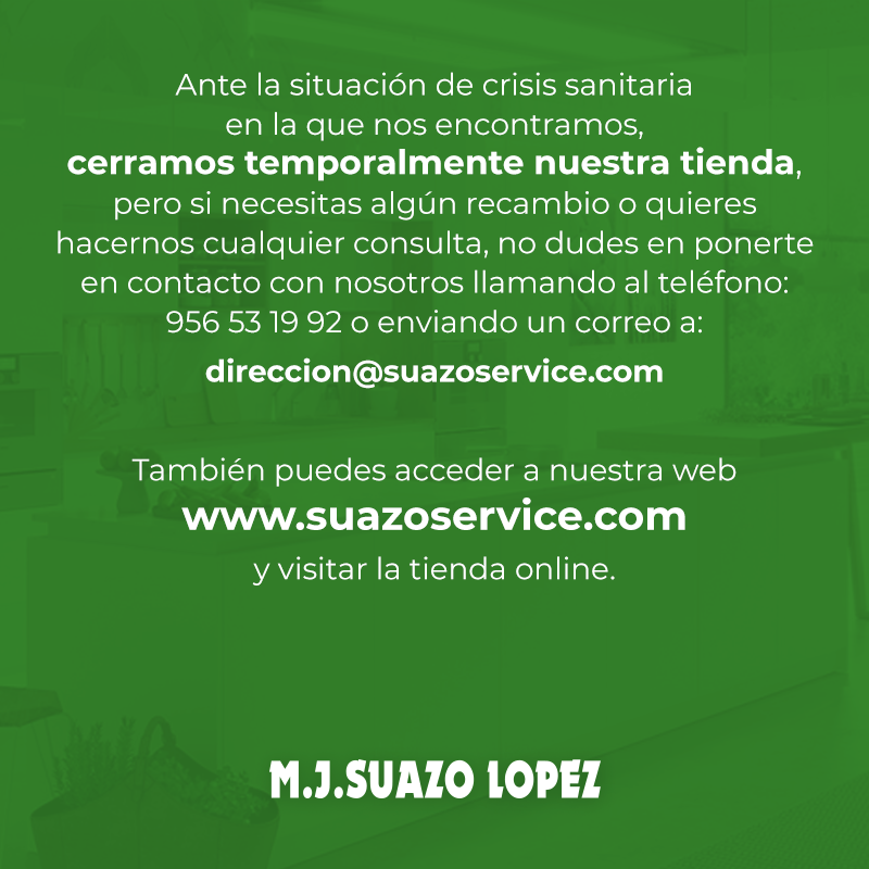 SATSuazo's tweet photo. 📣COMUNICADO M.J. SUAZO LÓPEZ📣

▶️Debido a la crisis sanitaria que estamos viviendo estos días, nos vemos obligados a cerrar nuestra tienda física.

No dudes en contactar con nosotros si tienes cualquier duda y visita nuestra #TiendaONLINE

#Yomequedoencasa 💪 https://t.co/UzWZRrnGp6