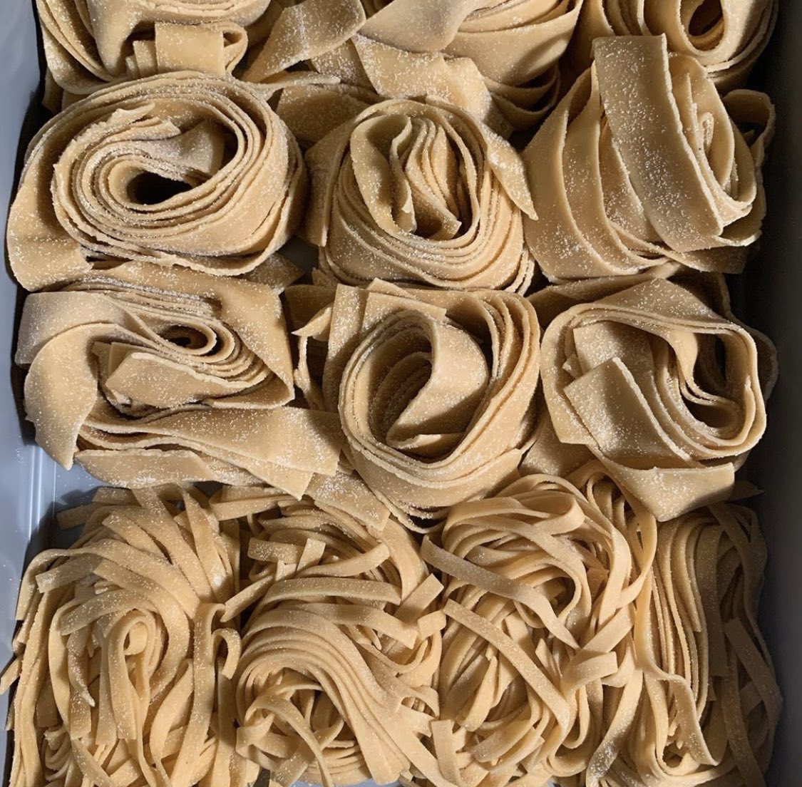 So happy to see <a href="/konoba6/">Konoba</a> back at the market today. Not only dried pasta available here <a href="/Honest_Crust/">HCSourdoughPizza</a> but also this amazing fresh pasta. We are addicted to the wild garlic pesto <a href="/altrinchammkt/">Altrincham Market</a>