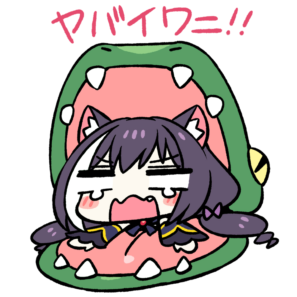 karyl (princess connect!) 1girl animal ears cat ears animal ear fluff open mouth black hair streaked hair  illustration images