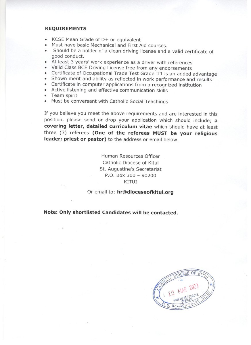 Vacancy announcement.