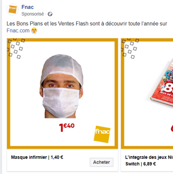 MarineMyr's tweet photo. @Fnac, je trouve ça mal venu d'afficher et de vendre des masques de protection au grand public alors que nos travailleurs en première ligne sont en manque. https://t.co/fUDCWqQRhi
