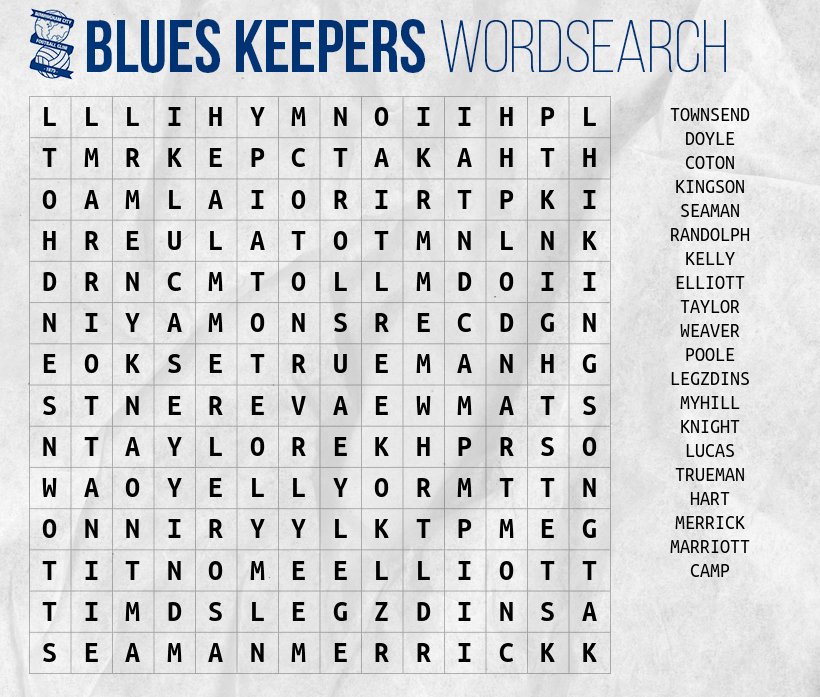 Birmingham City Fc Sticking With Goalkeepers See If You Can Find These Blues Keepers From Past And Present Within Our fc Word Search Fastest Person Will Win