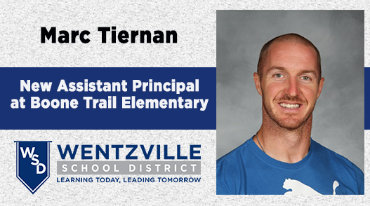 WSDinfo's tweet photo. Congratulations to @WSDTiernan for having been named one of two new assistant principals at Boone Trail Elementary effective July 1. Mr. Tiernan is an award-winning PE teacher who currently works at Wentzville Middle School. #TeamWSD https://t.co/lnWzZEUJpb
