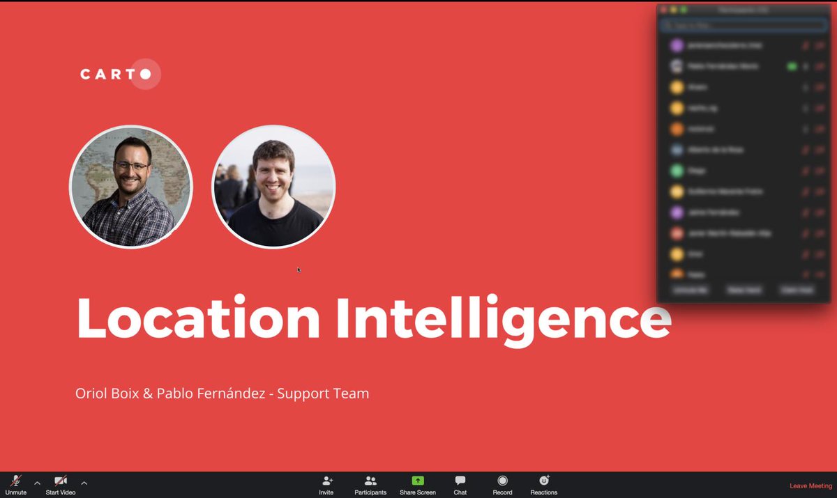 Acercar la inteligencia artificial a los alumnos. Esa es la meta que persigue el seminario #online que realizamos en Nebrija. Hoy, Pablo Fernández y Oriol Boix del equipo de soporte de <a href="/CARTO/">CARTO</a> nos han explicado cómo usan la #AI en herramientas de visualización y análisis espacial.