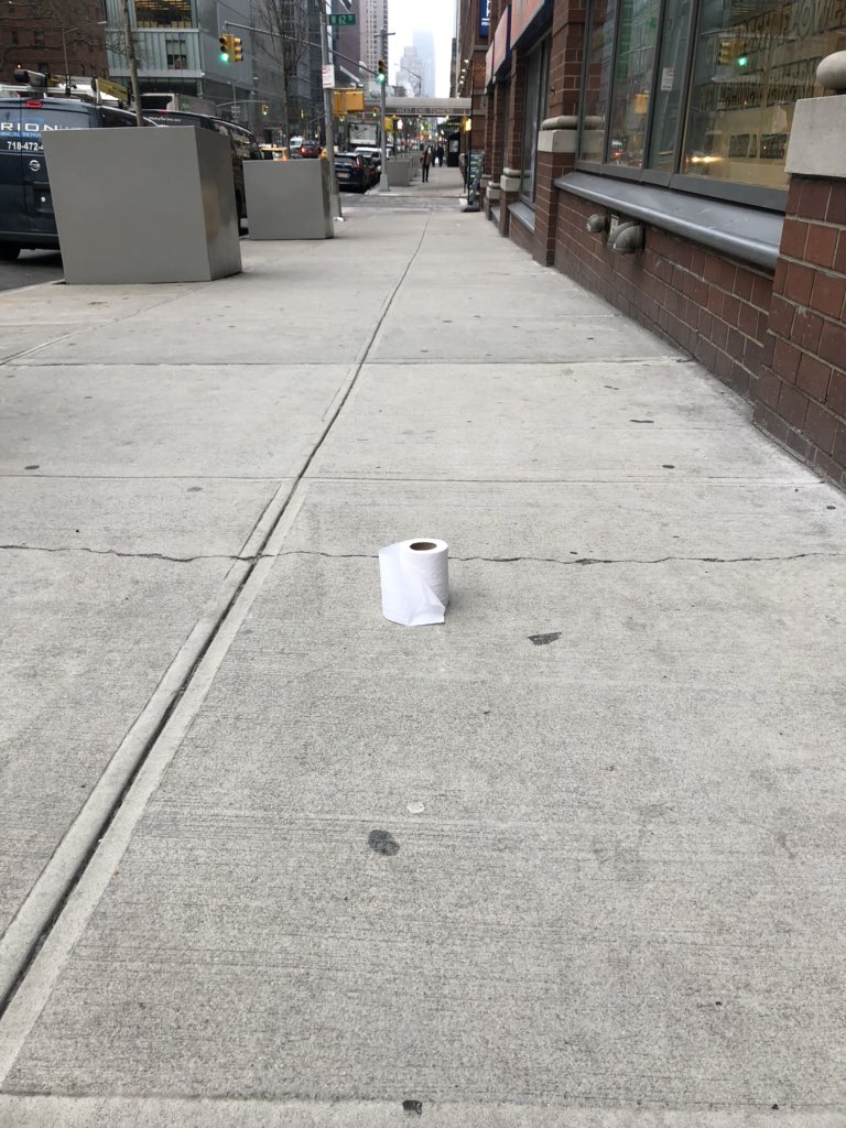 When there’s a shortage and you spot a roll on the sidewalk for the taking. What do you do? 🤨 😐🧻 #COVID19 #toiletpapershortage #NewYork
