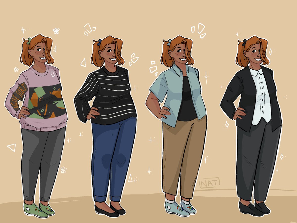 paging_possum's tweet photo. Happy #fantasyhighweek !! I made outfit lineups for all the PC’s in cast-inspired outfits, starting with Fabian and Kristen! https://t.co/nMQXBSuu0u