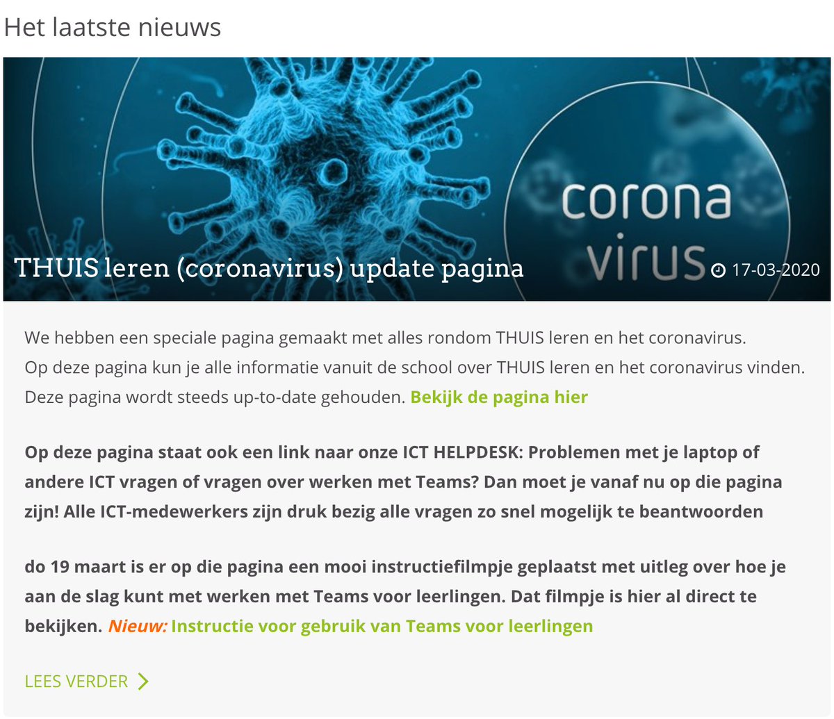 Het #PicassoLyceum heeft een speciale pagina aangemaakt op de schoolsite met alle info omtrent #THUISleren met o.a. een link naar de eigen #ICThelpdesk alle verstuurde brieven naar ouders en leerlingen, documenten voor THUISleren en een zelfgemaakt instructiefilmpje.