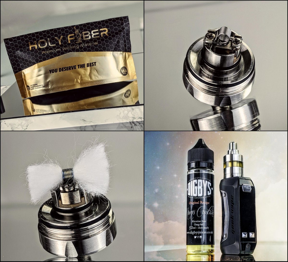 vapouround's tweet photo. Fresh build Friday - can you teach an old dog new tricks? This afternoon we've rebuilt the #svoemesto Kayfun Lite 2019 and wicked it with some #holyfiber Rayon blend. Filled up with #digbys Mum's Custard, because it's one of the nicest e-liquids ever made. Yum. 

#vapefam https://t.co/p9SHgNRGHd