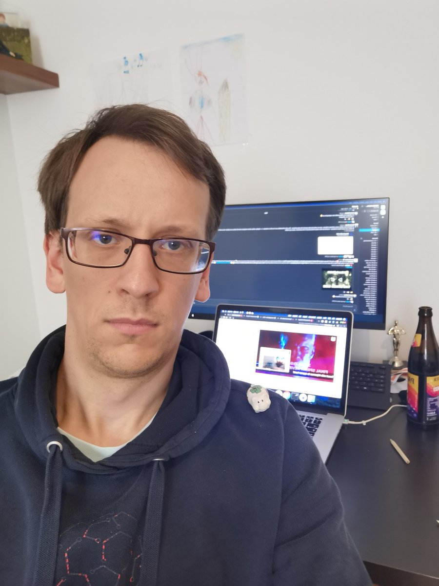 Joining the first remote All-Hands with my little friend! #dpsmuc