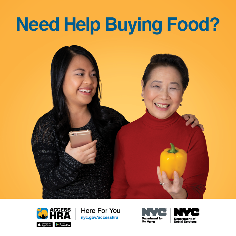 NYCHRA's tweet photo. Did you know with ACCESS HRA all you need is your phone to apply for SNAP? It’s easy! Apply today and #SkiptheTrip #SeniorFoodInsecurity https://t.co/mj5eEBWuMD