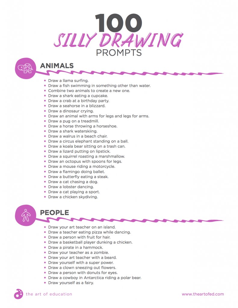 MrsEmili27's tweet photo. @TJeffersonBASD &amp; @GovernorWolf Artists, here are a bunch of silly drawing ideas! Share your drawings with us! #BASDarts https://t.co/iu1uLaZy2K