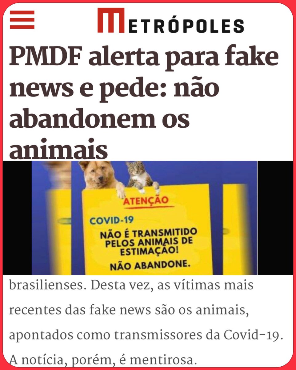 BolsonaroSP's tweet photo. ATENÇÃO: animais domésticos não transmitem o coronavírus. 

Campanha da PMDF @pmdfoficial pede para não abandonarem seus animais. Compartilhe. https://t.co/gx8CUgXbHK
