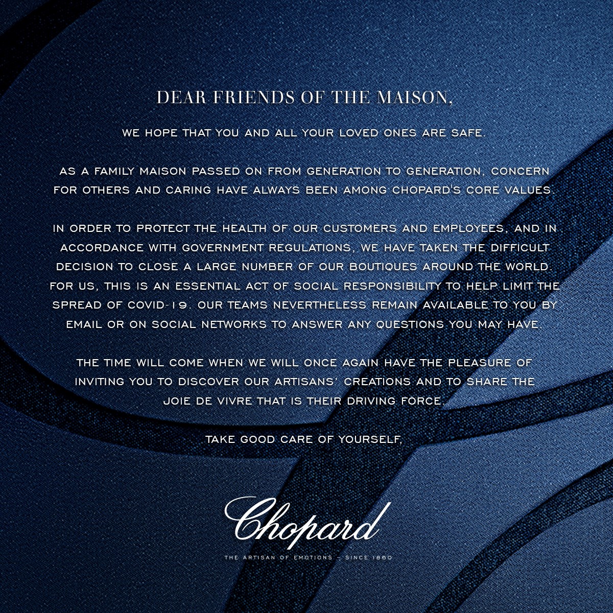 A personal message from the Scheufele Family #Chopard