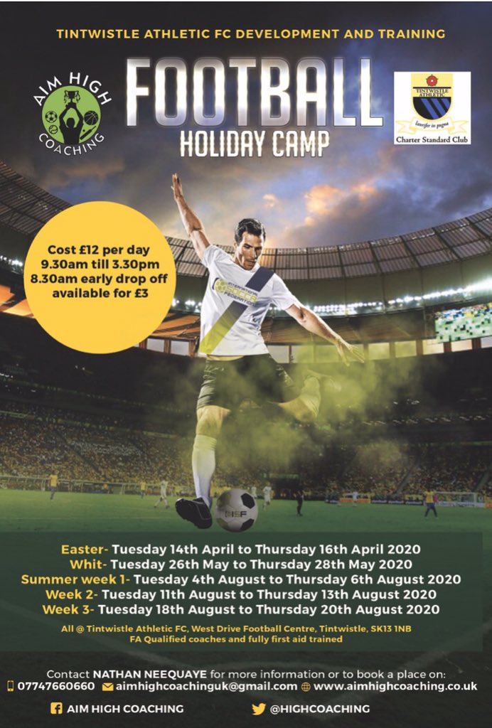 HighCoaching's tweet photo. We regret to announce as an impact of COVID-19 our Buxton and Tintwistle holiday camps have been postponed until further notice. Sorry for any disappointments but the health and safety of everyone is key. Stay safe everyone and hopefully we will see you all soon https://t.co/SvgKtv39qn