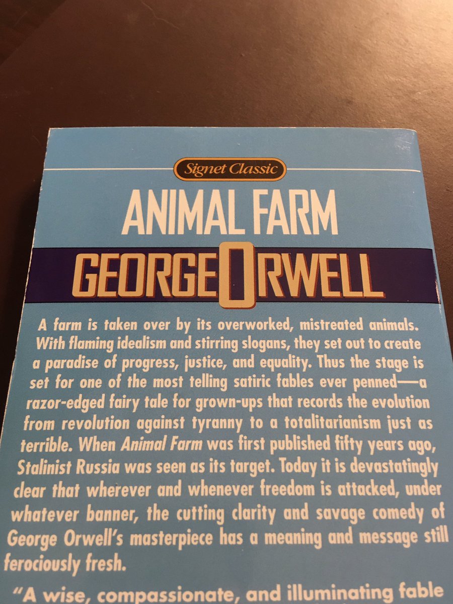 Suggestion for March 20: Animal Farm (1945) by George Orwell.