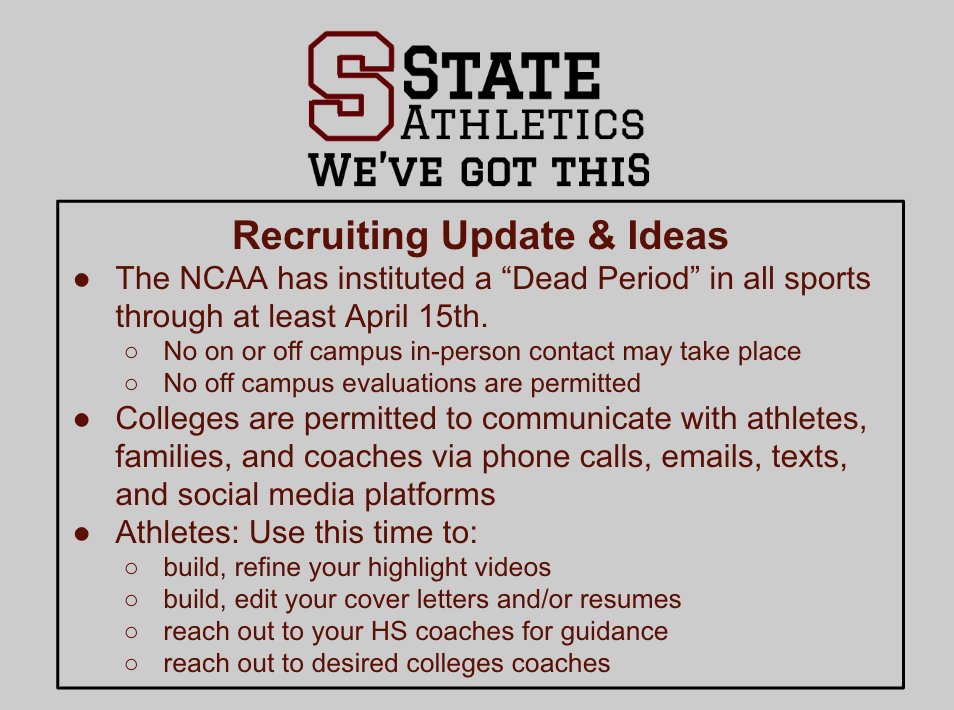 scasdathletics's tweet image. Good Morning State High! 

We are so thankful &amp;amp; grateful for all your positivity &amp;amp; encouragement.  #We'veGotThis 

Check out this information,  ideas &amp;amp; tips as we work together through these days. #BetterTogether 

@StateCollegeHS @TheDeltaProgram @PFMSRoar @MNMSRoar
