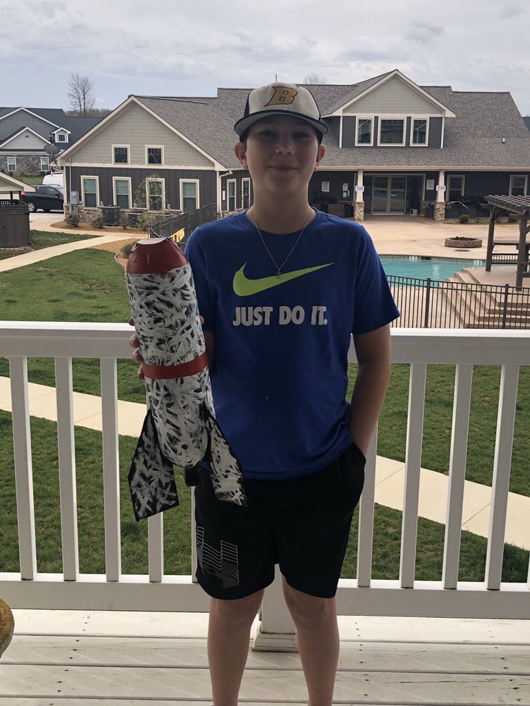 HeathMiddle's tweet photo. We “rocket” NTI days!  Look at all these fabulous rockets 6th graders have been designed at home this week. All those that chose online assignments have been doing fantastic too!  #mccrackenproud @MCPSchools https://t.co/lqLDy77NGi