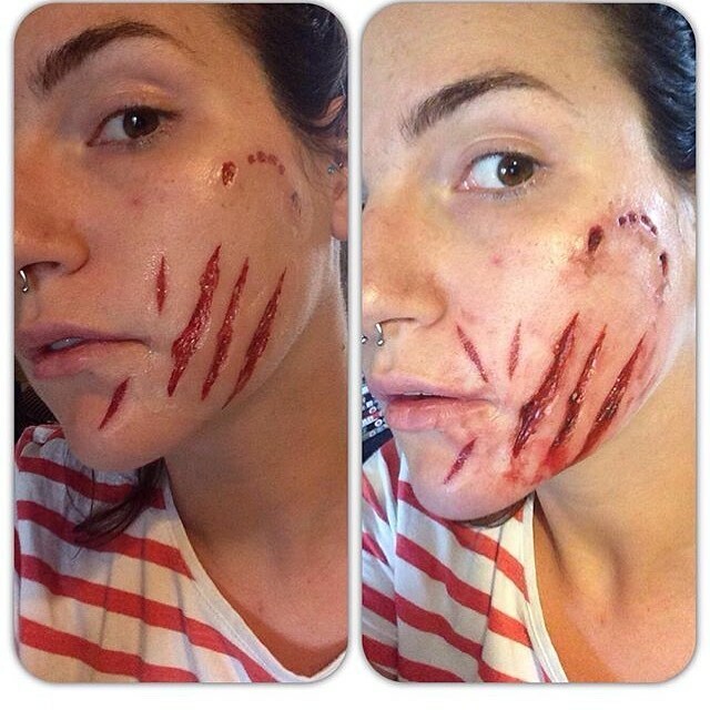 I found a nice clean pic of the slashed wound I applied on @rocking.motherhood before adding blood and then after. Prosthetic Transfers are so versatile and easy to apply. I’ve got a little step by step I’ll post that shows the transfers on the sheet sti… ift.tt/3983VCu