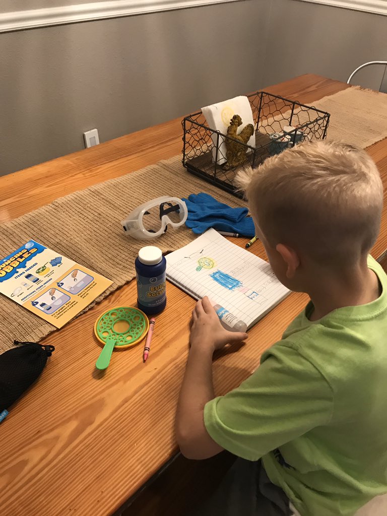 CrenshawNFirst's tweet photo. It’s rainy outside...but we had fun with “bouncing bubbles” in or house today!   @WISDHardy https://t.co/2P6cGm6SnY