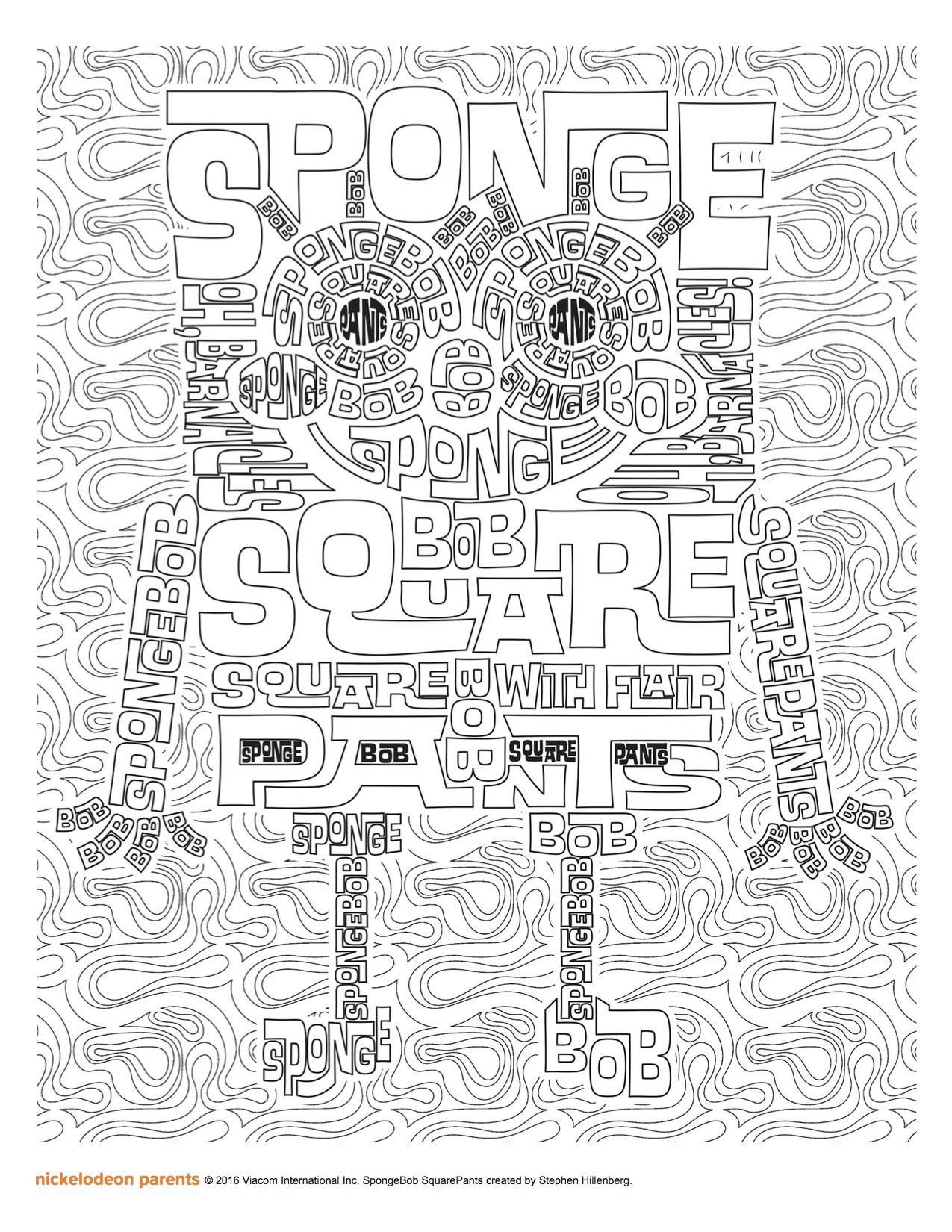 SpongeBob on X: use your phone or print it out – have F.U.N. indoors with  a page from the SpongeBob adult coloring book!    / X