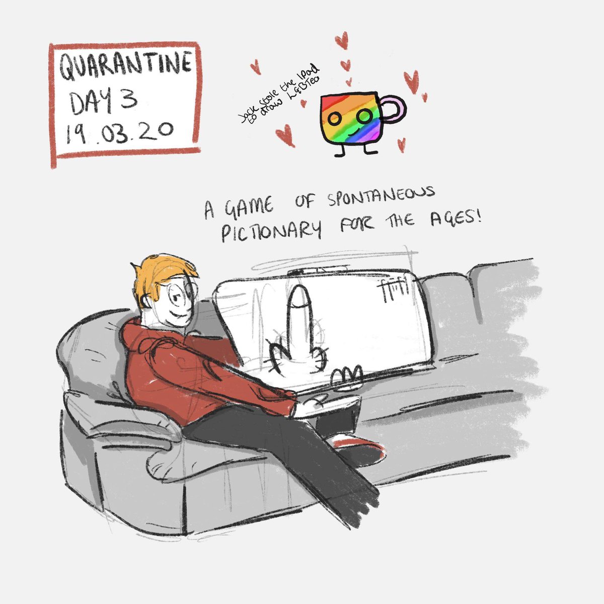 anarkeyeart's tweet image. Yes, Im jumping on the bandwagon, documenting my time social-distancing..

It's been a crazy time, and there's a lot of sadness, upset and anger going about... but I have found that journalling a pandemic, helps me forget about it... for a bit...

#illustration #comic  #comicaday